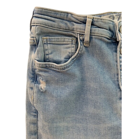We The Free People Womens size 27 Light Wash Distressed Skinny Jeans Button Fly - Picture 2 of 10